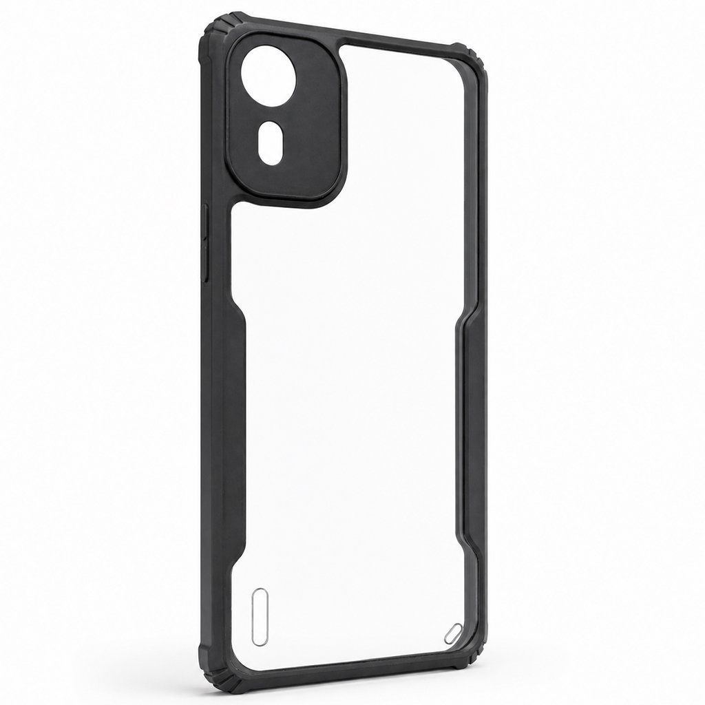 Nokia C12 & Nokia C12 Pro 4G Black Eagle Cover | Transparent Back with Shockproof Black Edges | Rugged Protection Case Image 