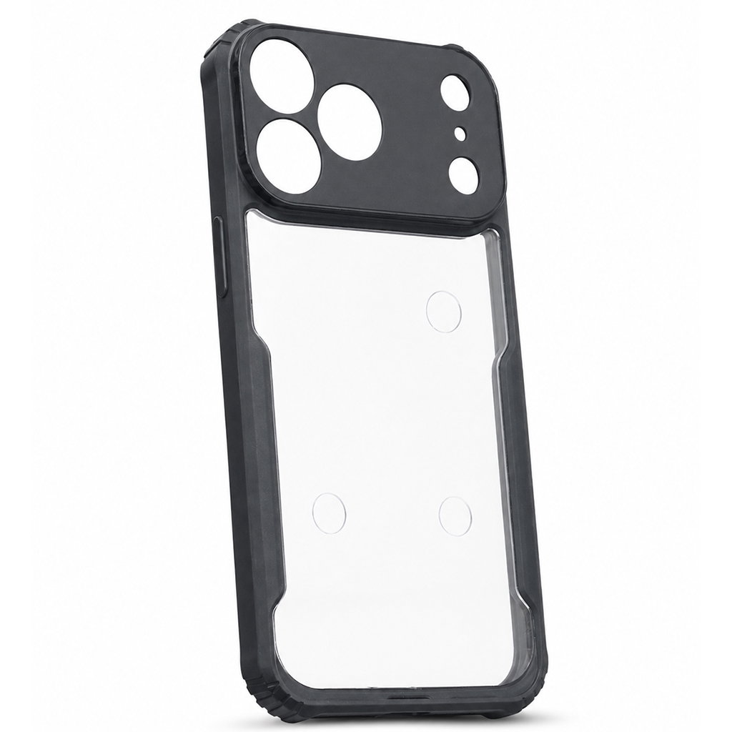 Premium Eagle Series Back Cover for iPhone 17 Pro Max | Transparent Back with Black Edge | Shockproof Slim Fit Case | Anti-Yellow Crystal Clear Design Image 