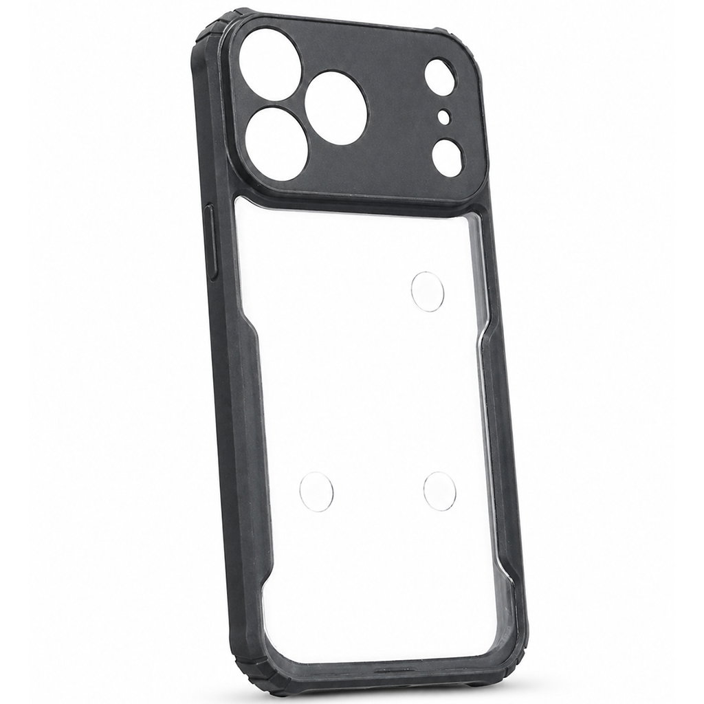 Premium Eagle Series Back Cover for iPhone 17 Pro | Transparent Back with Black Edge | Shockproof Slim Fit Case | Anti-Yellow Crystal Clear Design Image 