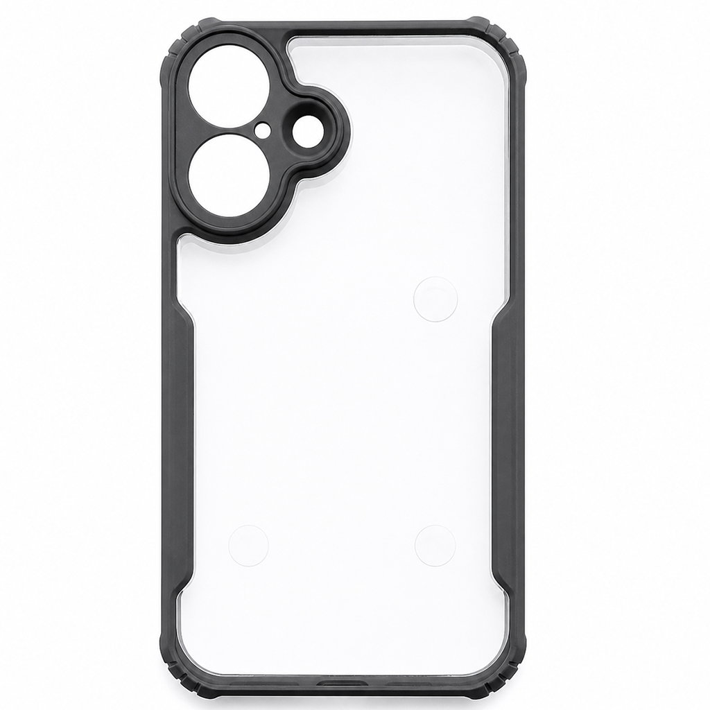 Premium Eagle Series Back Cover for iPhone 16 Plus | Transparent Back with Black Edge | Shockproof Slim Fit Case | Anti-Yellow Crystal Clear Design Image