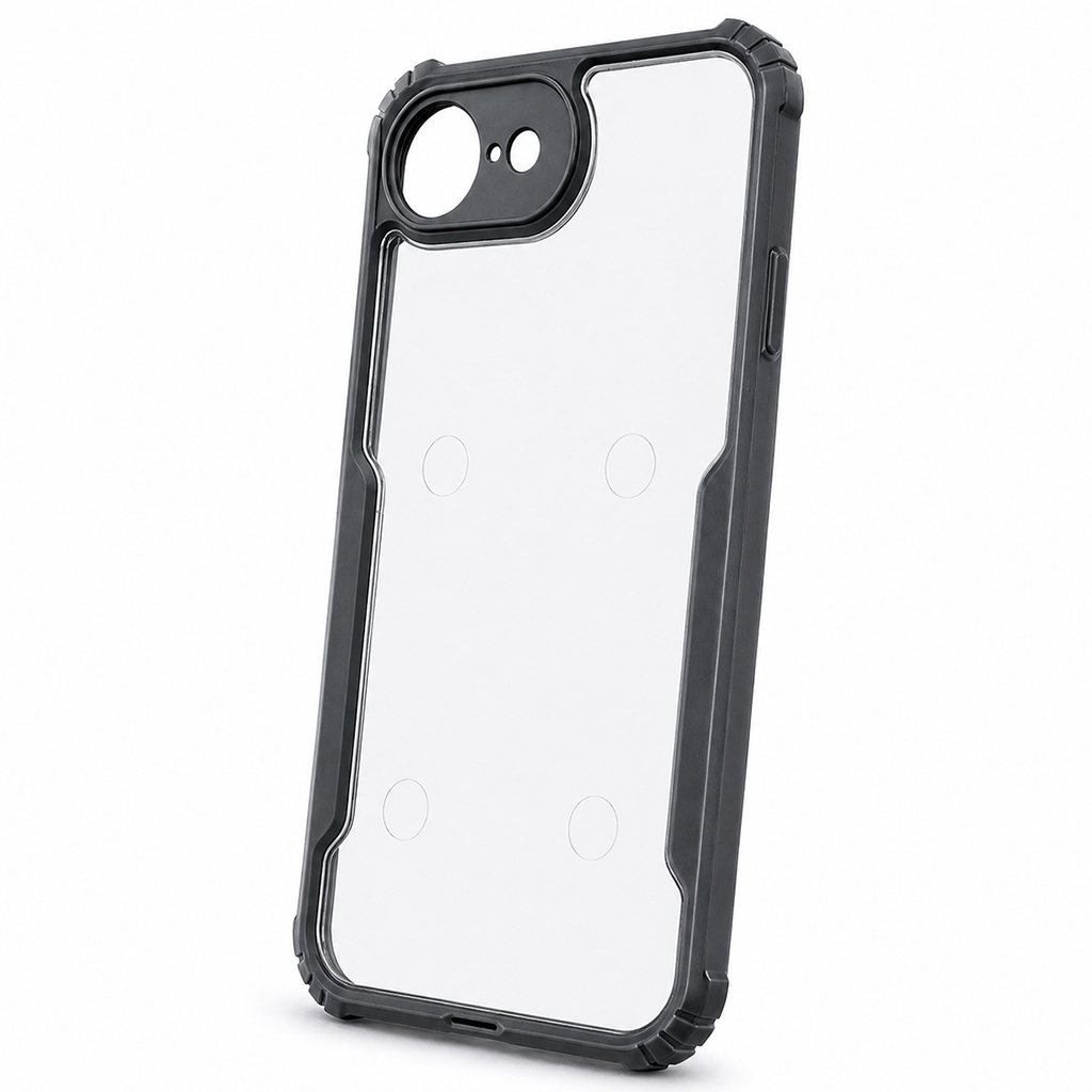 Premium Eagle Series Back Cover for iPhone 16E / iPhone SE 4 | Transparent Back with Black Edge | Shockproof Slim Fit Case | Anti-Yellow Crystal Clear Design Image 