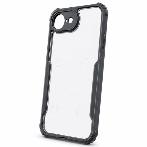 Premium Eagle Series Back Cover for iPhone 16E / iPhone SE 4 | Transparent Back with Black Edge | Shockproof Slim Fit Case | Anti-Yellow Crystal Clear Design