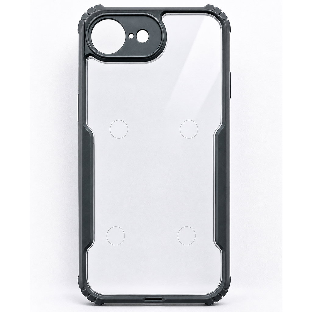 Premium Eagle Series Back Cover for iPhone 16E / iPhone SE 4 | Transparent Back with Black Edge | Shockproof Slim Fit Case | Anti-Yellow Crystal Clear Design Image