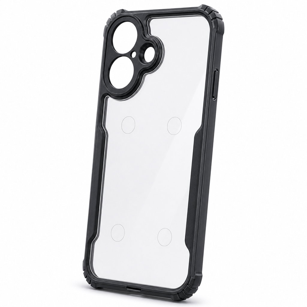 Premium Eagle Series Back Cover for iPhone 16 | Transparent Back with Black Edge | Shockproof Slim Fit Case | Anti-Yellow Crystal Clear Design Image 