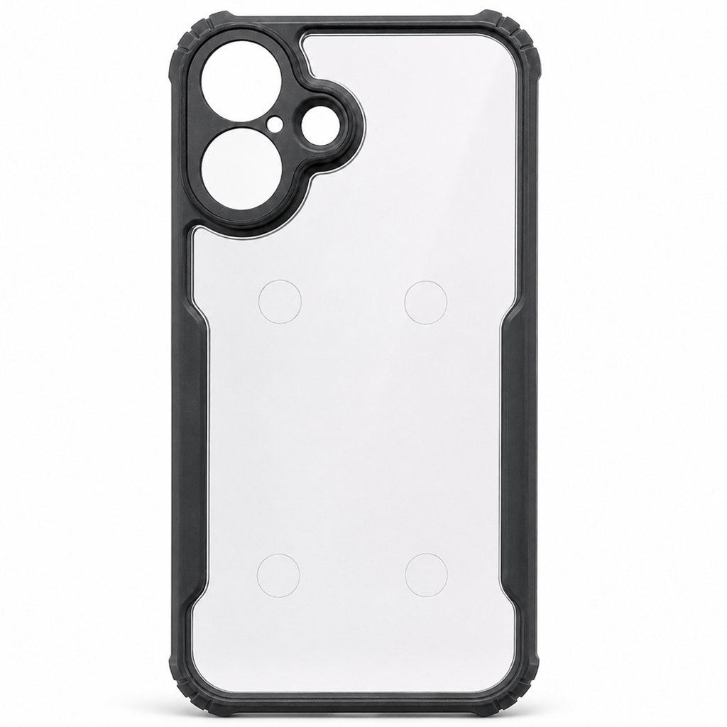 Premium Eagle Series Back Cover for iPhone 16 | Transparent Back with Black Edge | Shockproof Slim Fit Case | Anti-Yellow Crystal Clear Design Image