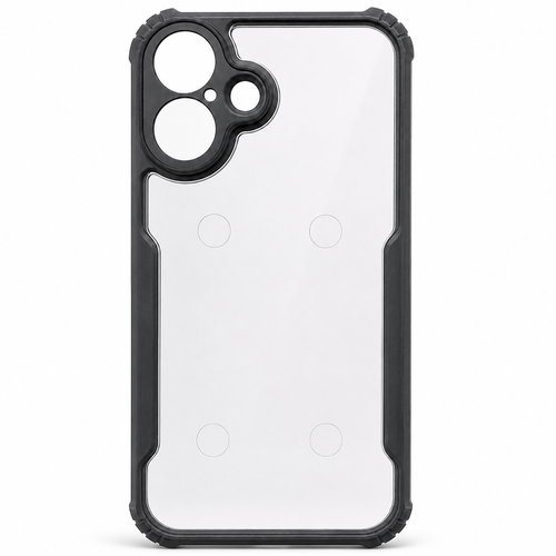 Premium Eagle Series Back Cover for iPhone 16 | Transparent Back with Black Edge | Shockproof Slim Fit Case | Anti-Yellow Crystal Clear Design Image
