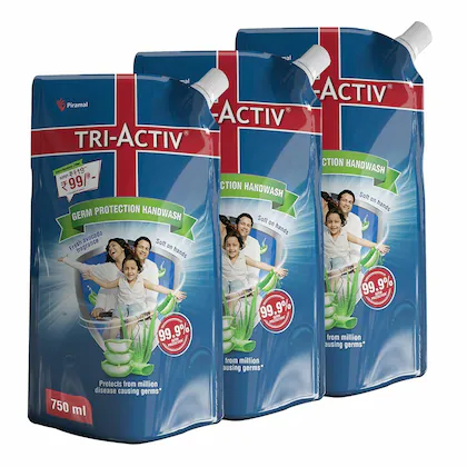 Tri-Activ Germ Protection Handwash Refill Pouch (750 ml x 3 ) Image