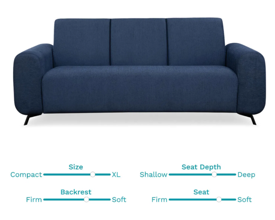 Helio 3 Seater Sofa in Moroccan Blue Color