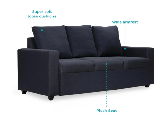 Vive Fabric 5 Seater Sofa in Azure Color