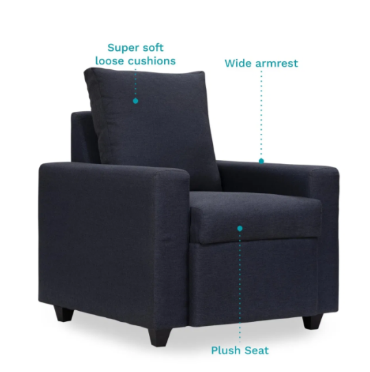 Vive Fabric 5 Seater Sofa in Azure Color Image 