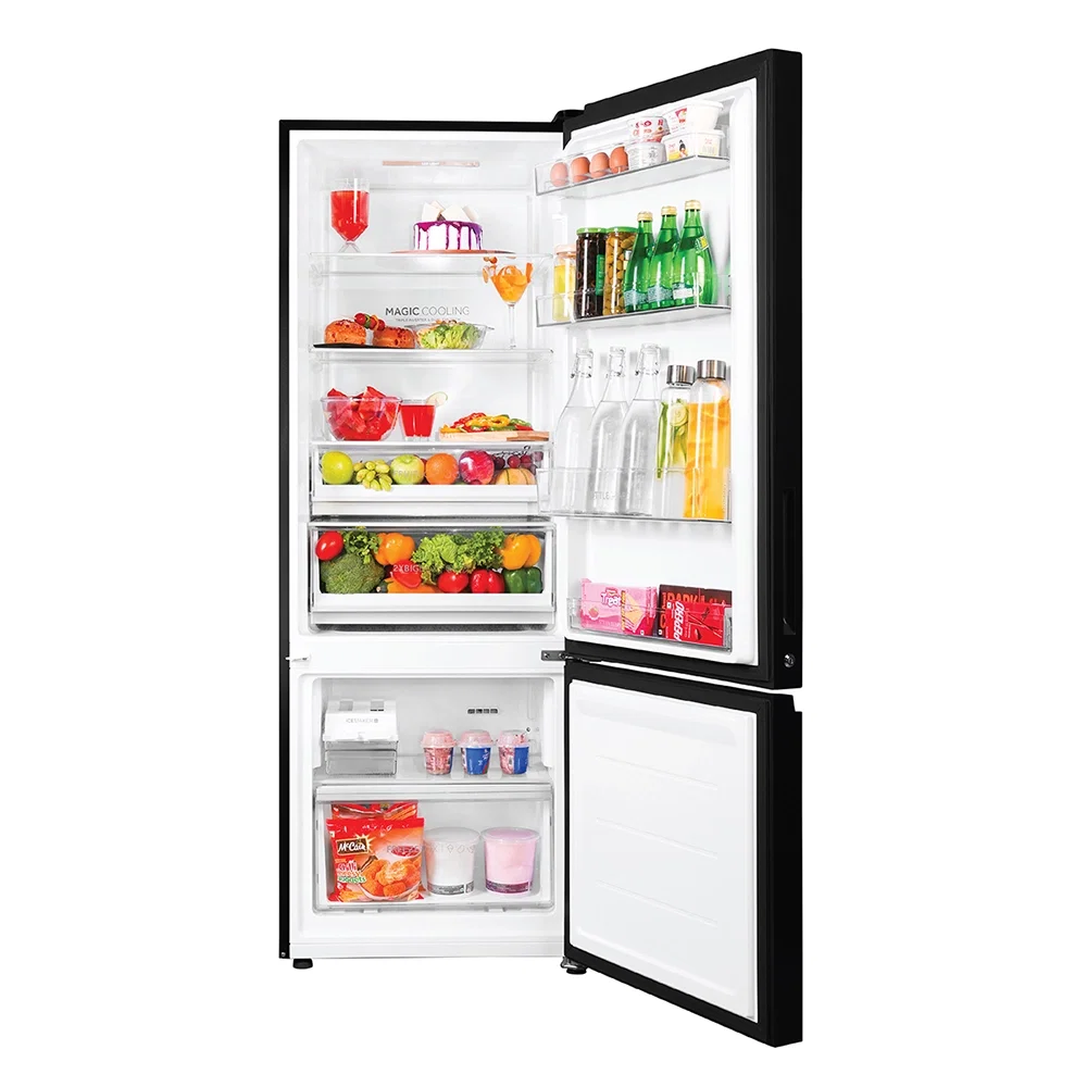 Haier 325 L 2 Star Black Glass Bottom Mount Refrigerator