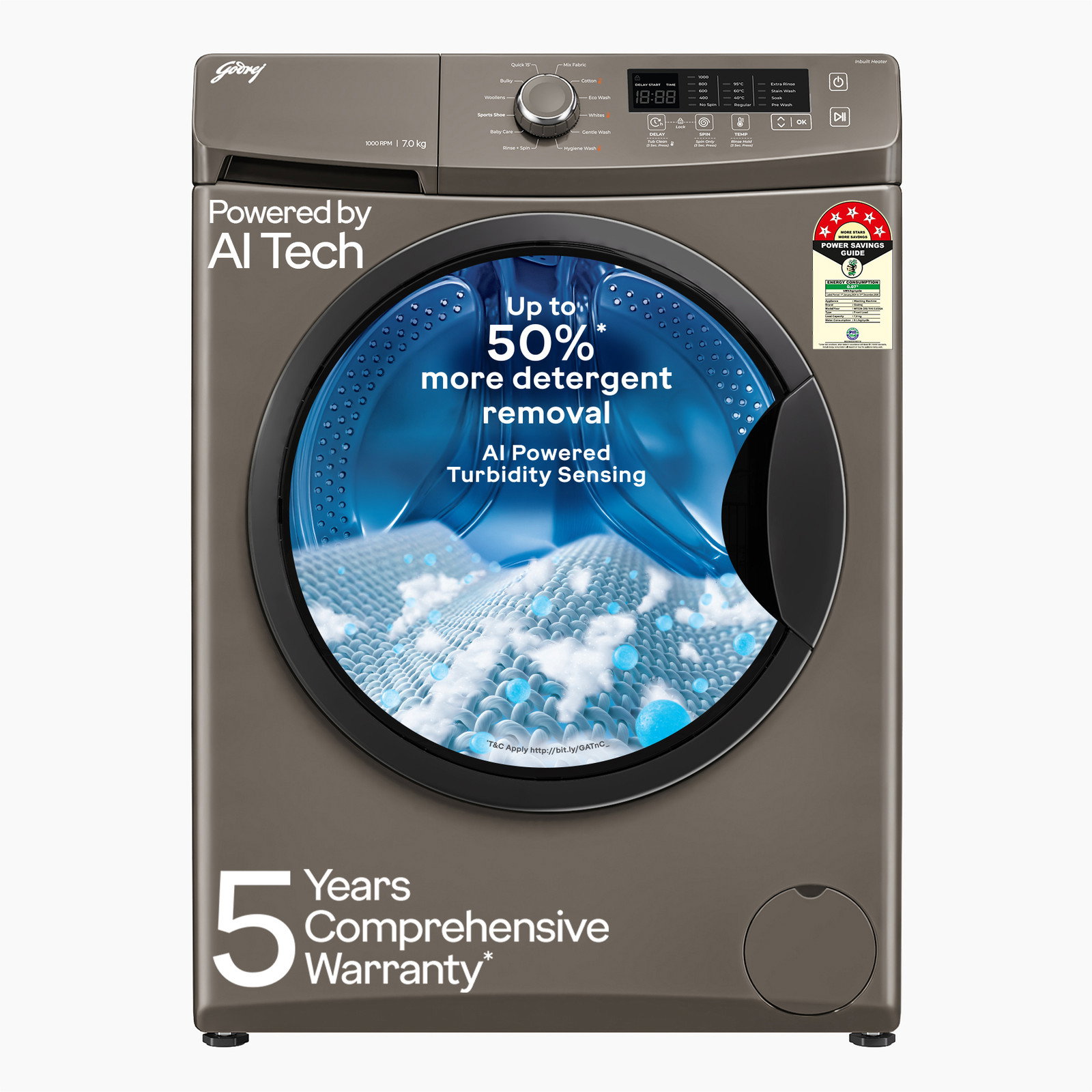 Visit brand store Godrej 7 kg Fully Automatic Front Load with In-built Heater Grey Image
