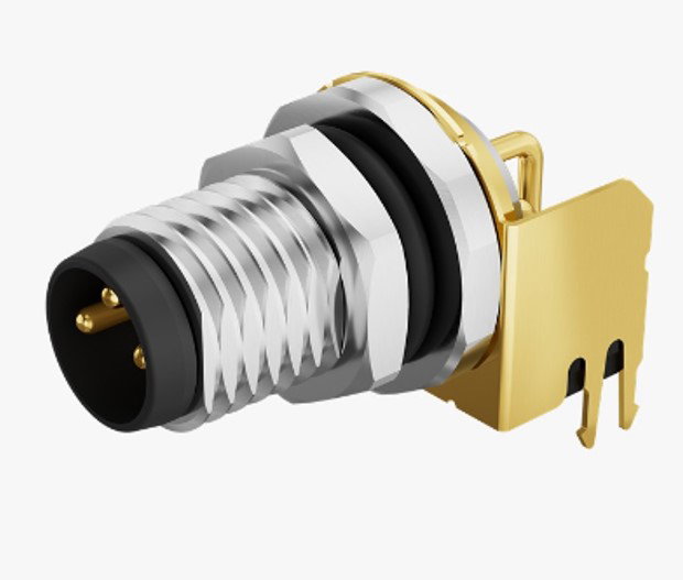 M8 3 Pin Male Rear Panel Mount Connector With PCB mount Contacts  Image