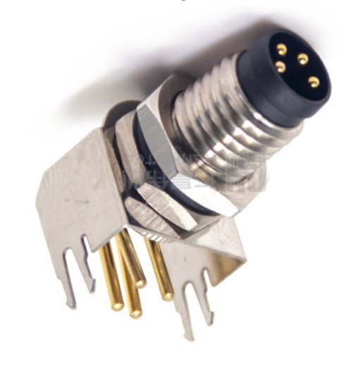 M8 4 Pin Male Rear Panel Mount Connector With PCB mount Contacts  Image