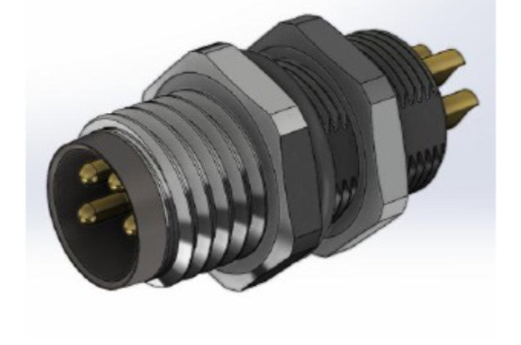 M8 4 Pin Male Panel Mount Connector With Solder Contacts Image