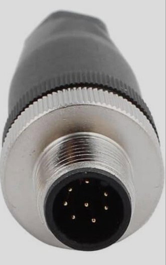 M12 - 8 Pin Male Plug - A Coded Cable Mount Connector