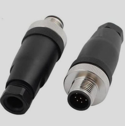 M12 - 8 Pin Male Plug - A Coded Cable Mount Connector Image