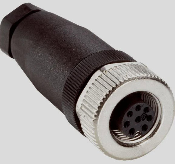  M12 - 8 Pin Female Plug - A Coded Cable Mount Connector Image 