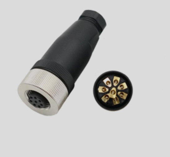  M12 - 8 Pin Female Plug - A Coded Cable Mount Connector Image