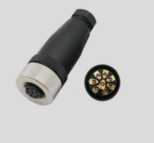  M12 - 8 Pin Female Plug - A Coded Cable Mount Connector Image