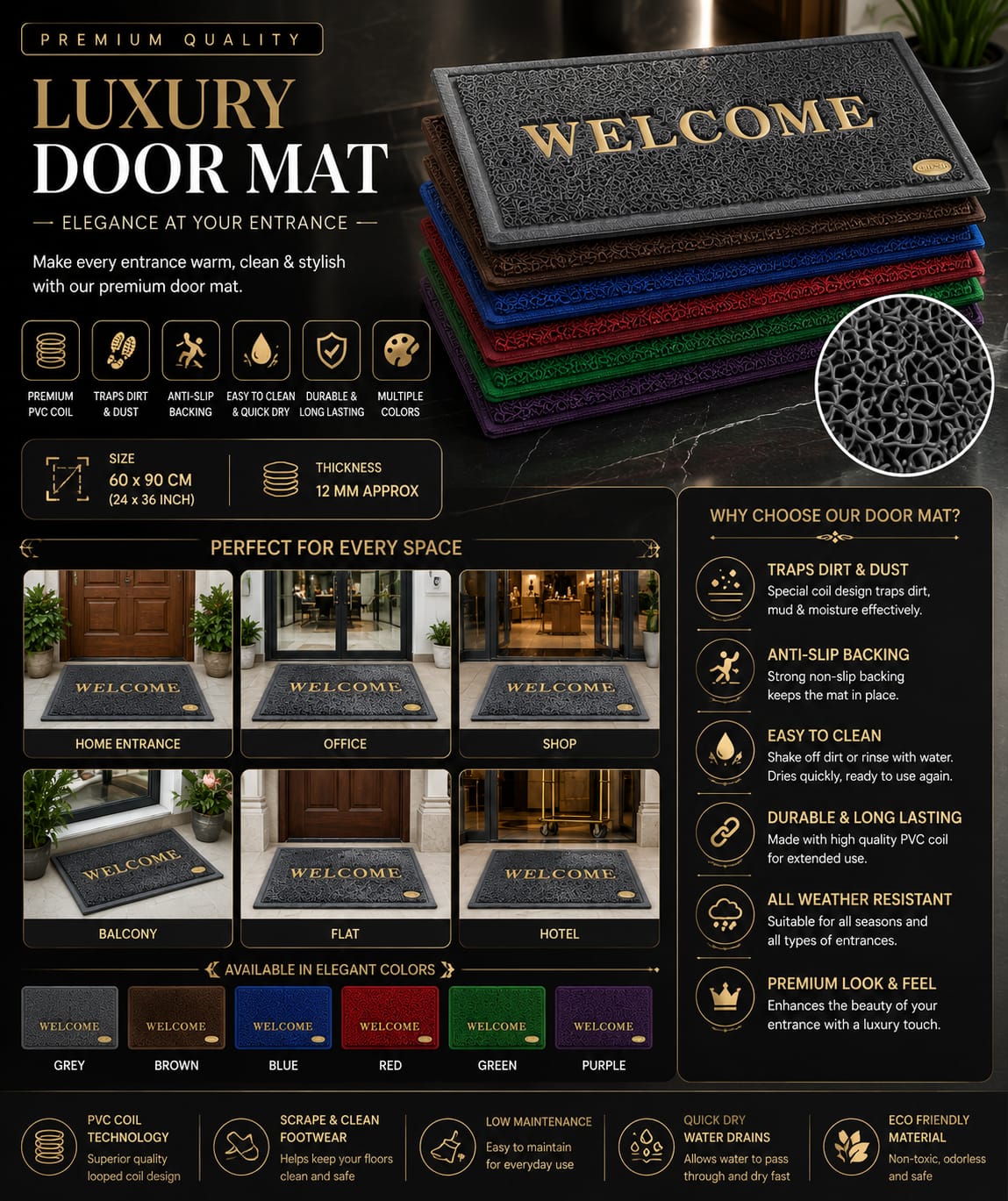Welcome Printed Door Mat Image 
