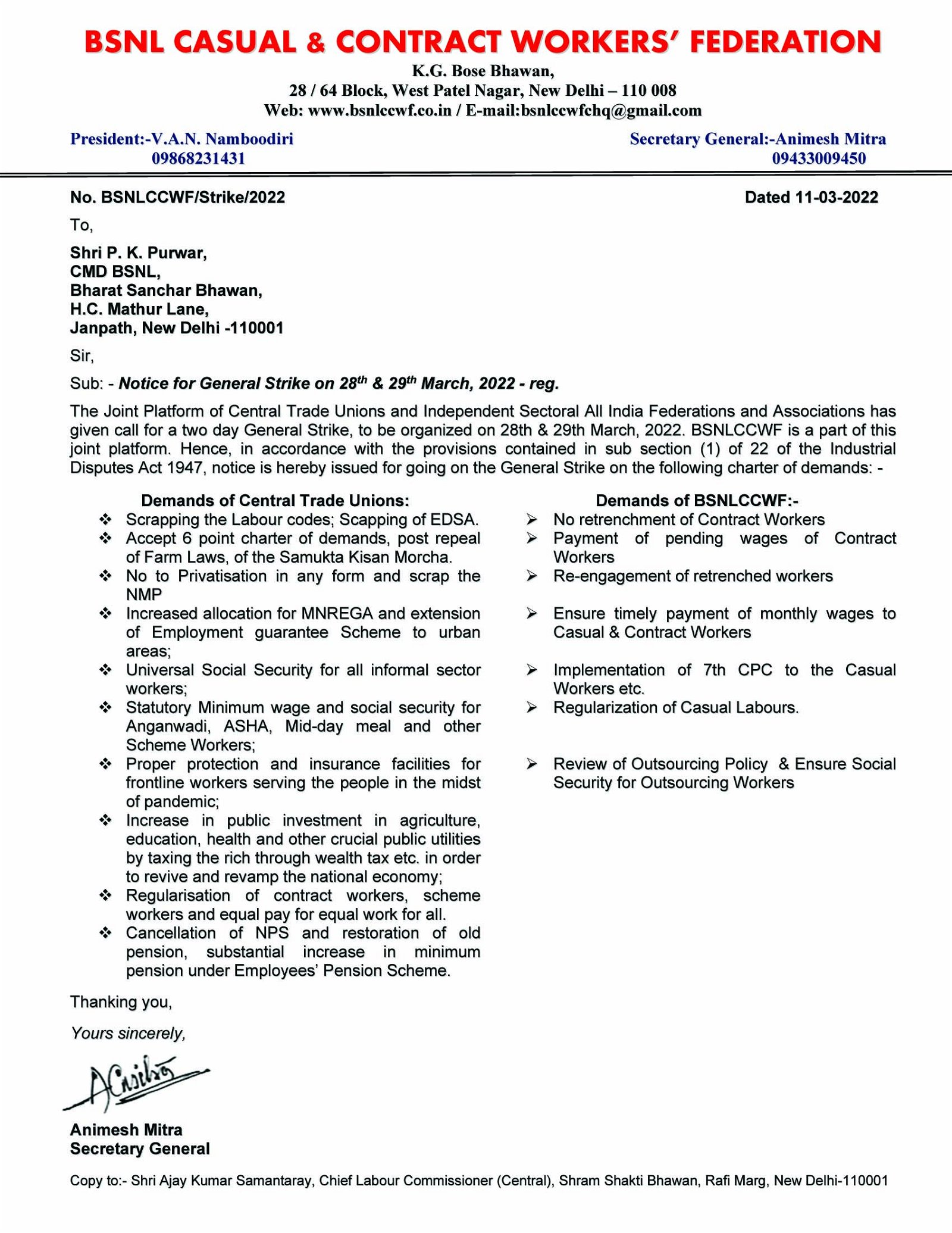 strike notice of BSNLCCWF copy