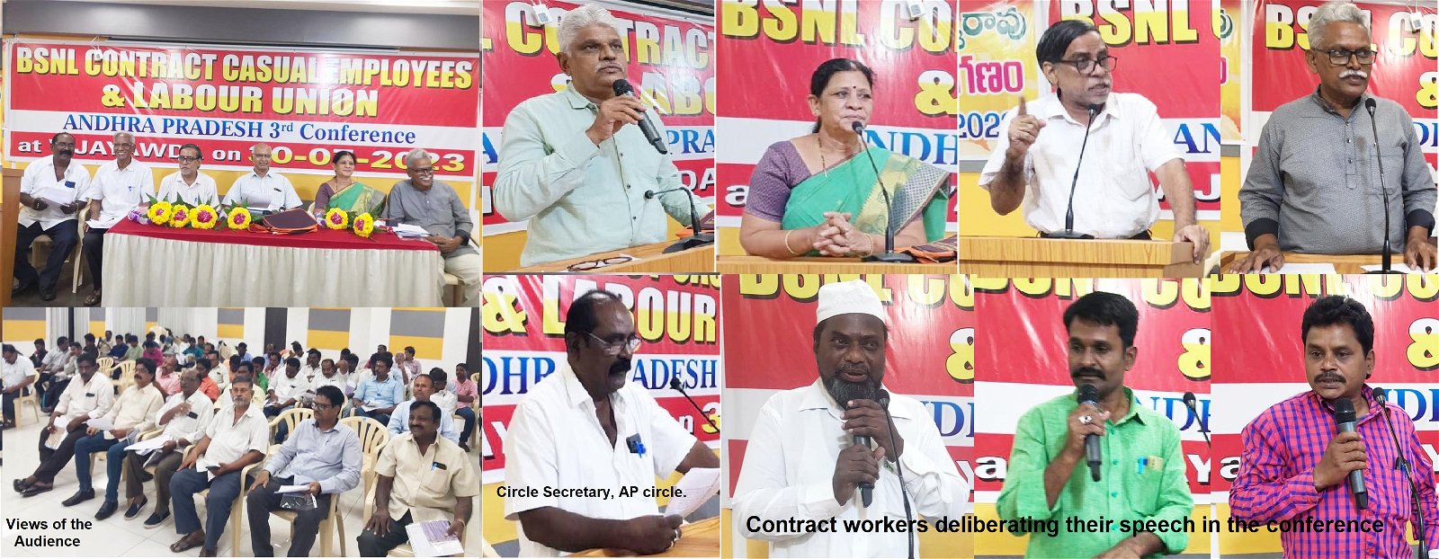 Circle Conference of Andhra Pradesh BSNL Casual, Contractual Employees and Labour Union held at Vijayawada on 30.07.2023 with mobilisation of good number of contract workers. Image 