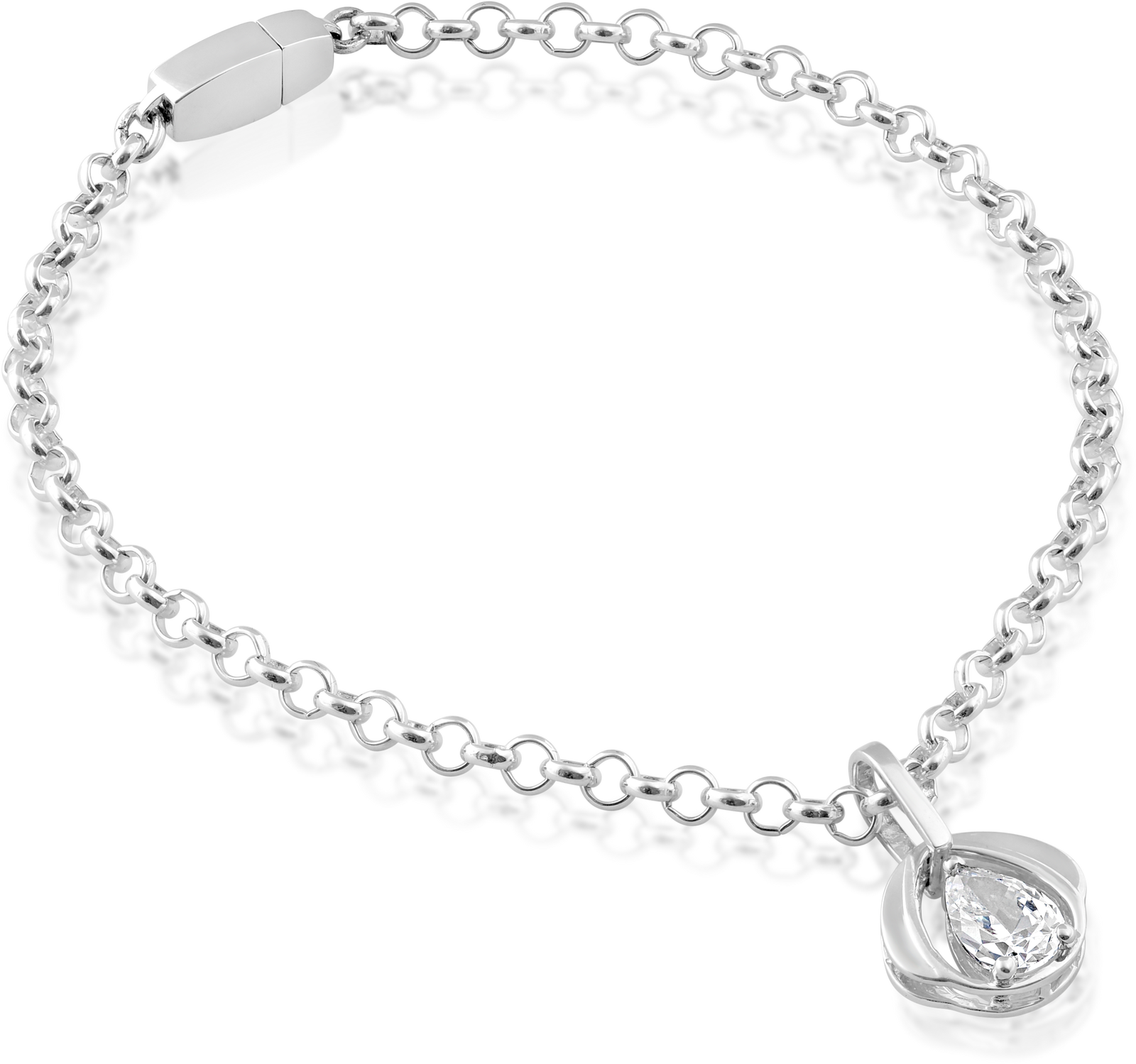 Sterling Silver Chain Bracelet With Blossom Pendant Image