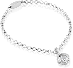 Sterling Silver Chain Bracelet With Blossom Pendant Image