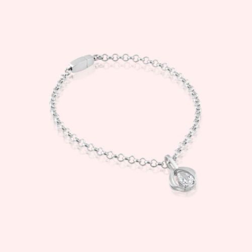 Sterling Silver Chain Bracelet With Blossom Pendant Image