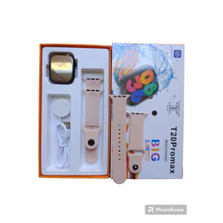 T20 Promax Smartwatch (Pink) with double pair straps with different design Image 