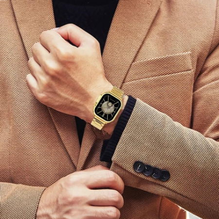 Golden Ultra Max 49mm Double Strap Golden Bracelet and Orange Silicon strap Smart Watch