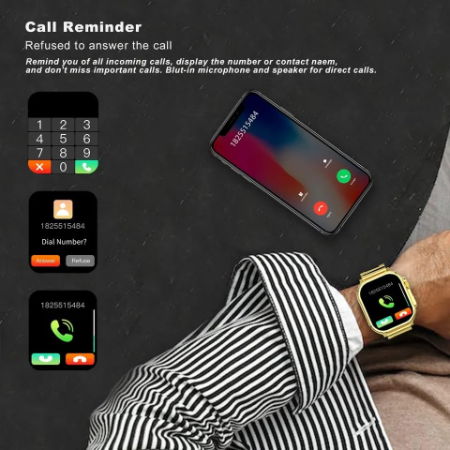 Golden Ultra Max 49mm Double Strap Golden Bracelet and Black Silicon strap Smart Watch