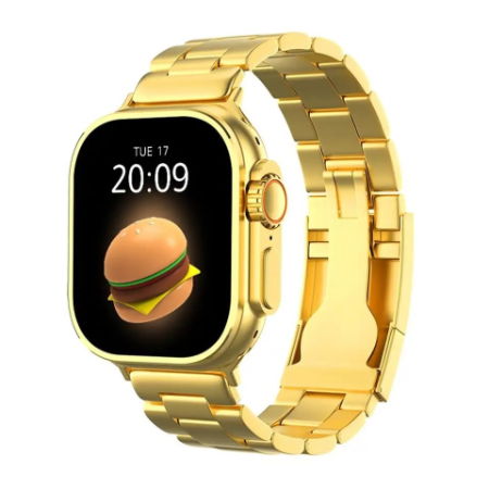 Golden Ultra Max 49mm Double Strap Golden Bracelet and Orange Silicon strap Smart Watch Image