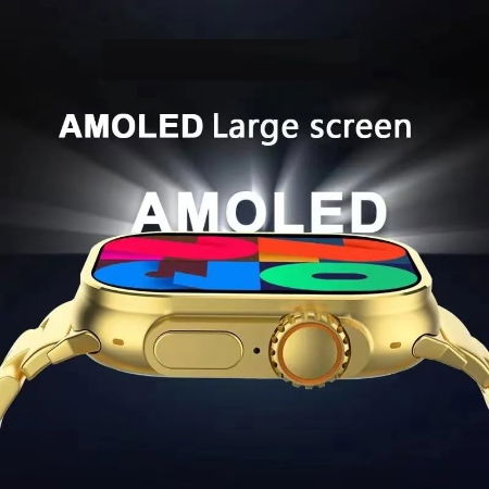 Golden Ultra Max 49mm Double Strap Golden Bracelet and Orange Silicon strap Smart Watch Image 