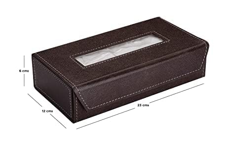Tissue Box Holder with 100 Pulls Cotton Rags Tissue | Handcrafted Fine Leather - Like Finish | for Gifting, Office Desks, Cars & Home Dcor (Brown)