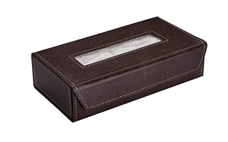 Tissue Box Holder with 100 Pulls Cotton Rags Tissue | Handcrafted Fine Leather - Like Finish | for Gifting, Office Desks, Cars & Home Dcor (Brown) Image 