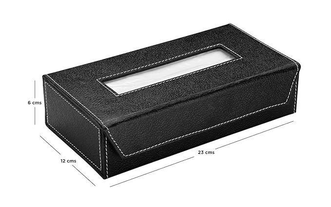 Tissue Box Holder with 100 Pulls Cotton Rags Tissue | Handcrafted Fine Leather - Like Finish | for Gifting, Office Desks, Cars & Home Dcor (Black)