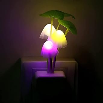 Magic 3D LED Night Lamp with Plug Smart Sensor auto On/Off and Color Change Mushroom Flowers (Pack of 1)