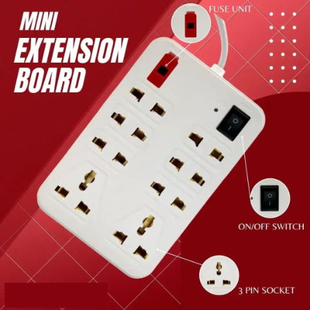 Extension Board 6 Socket 2 Pin & 2 Socket 3 Pin 230 CM Long Wire with Master Switch Image 