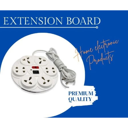 Extension Board Round 8+1 with 230 cm wire length 3 pin top without box with Master Switch (Pack of 3) Image 