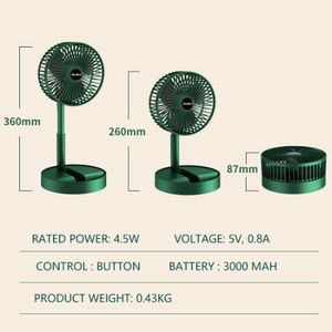 Portable Fan Rechargeable, Unique Foldable Small Desk Fan Table Fan