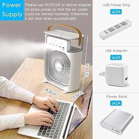 Mini Air Cooler, USB Desk Fan, Personal Air Conditioners Evaporative Cooler Image 