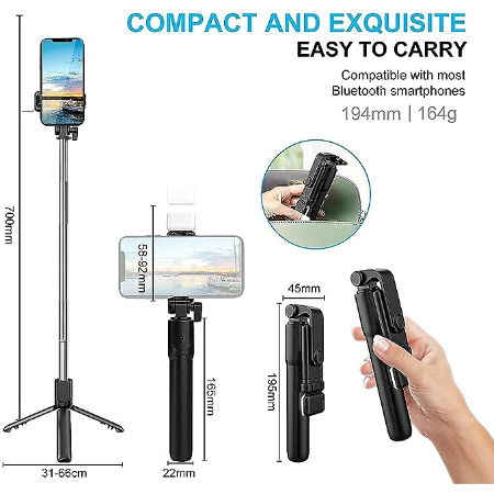 R1s Bluetooth Selfie Sticks with Remote and Selfie Light