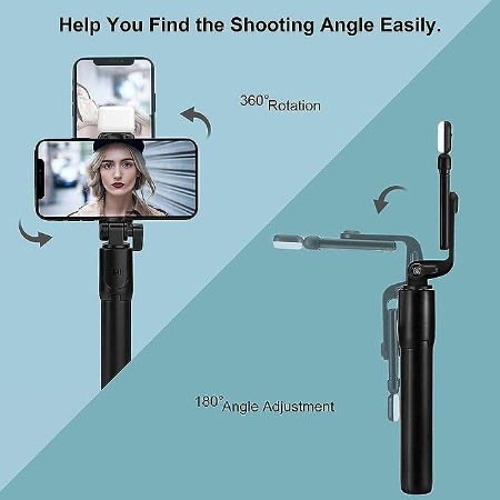 R1s Bluetooth Selfie Sticks with Remote and Selfie Light Image 