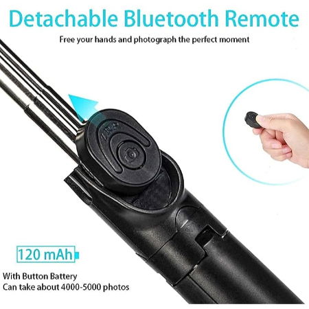 R1s Bluetooth Selfie Sticks with Remote and Selfie Light Image 