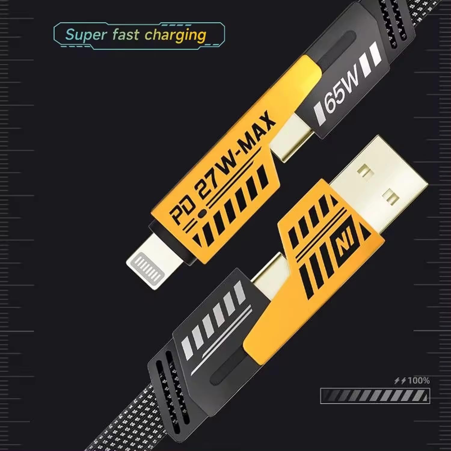 Quad Max 4 in 1 Metal Flat Indestructible Cable Image 