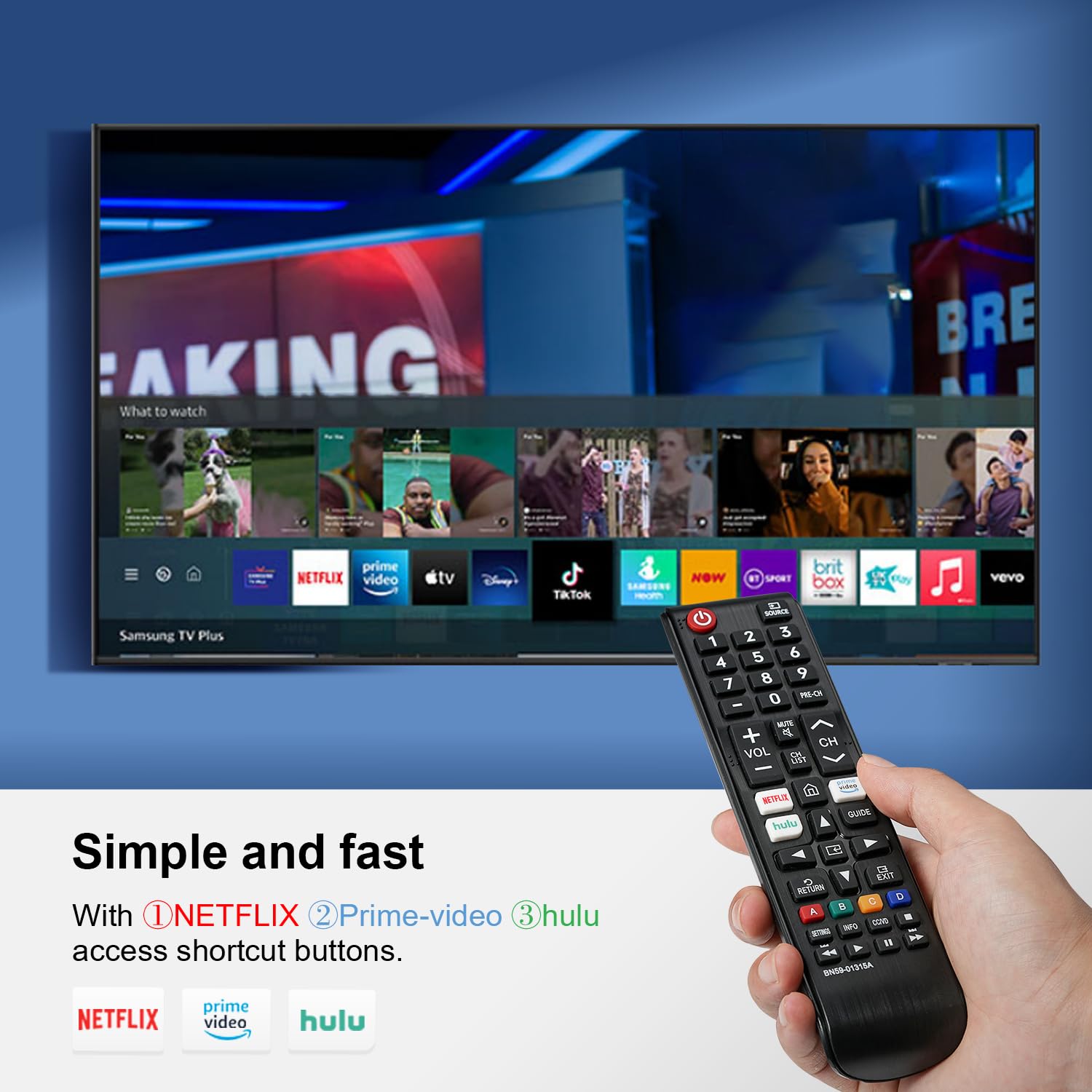 Compatible Sam sungTv Netflix Remote Control Image 