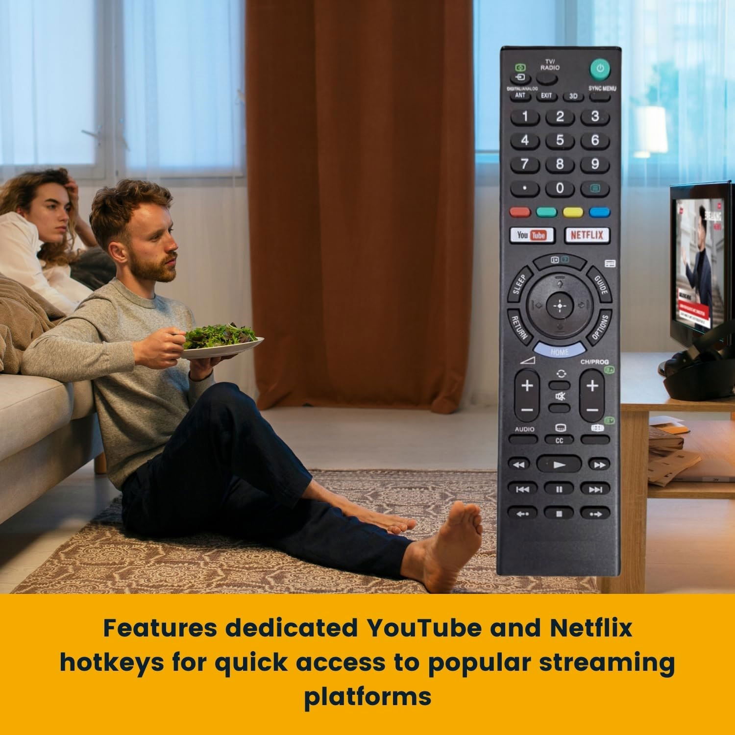 Sony Netflix Long Remote 1370 with YouTube & Netflix Hotkeys  Image 