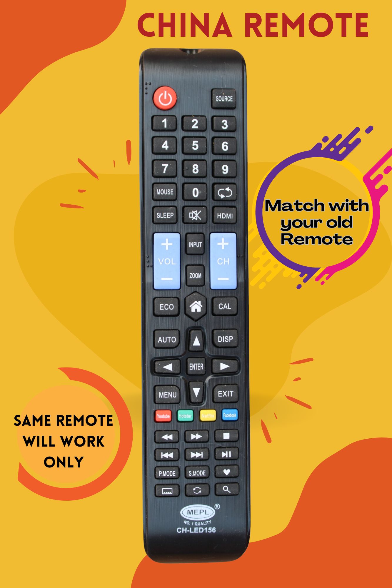 Assembled China/Chinese Smart LED LCD TV CH LED-156 Remote Control Image 